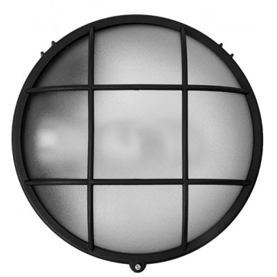 Φωτιστικό Επίτοιχο με ντουί Ε27 Polycarbonate Μαύρο IP44 96GRF314/BL